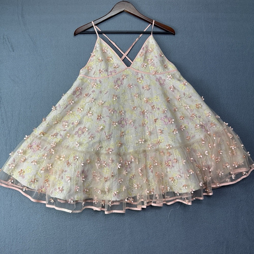 Free People Cindy Trapeze Babydoll Dress Women S Embellished Pear 3D Flower